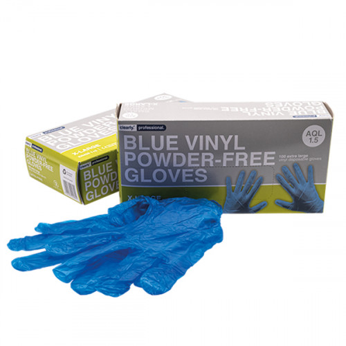 Disposable Blue Vinyl Gloves UK stock from Midpac Packaging.